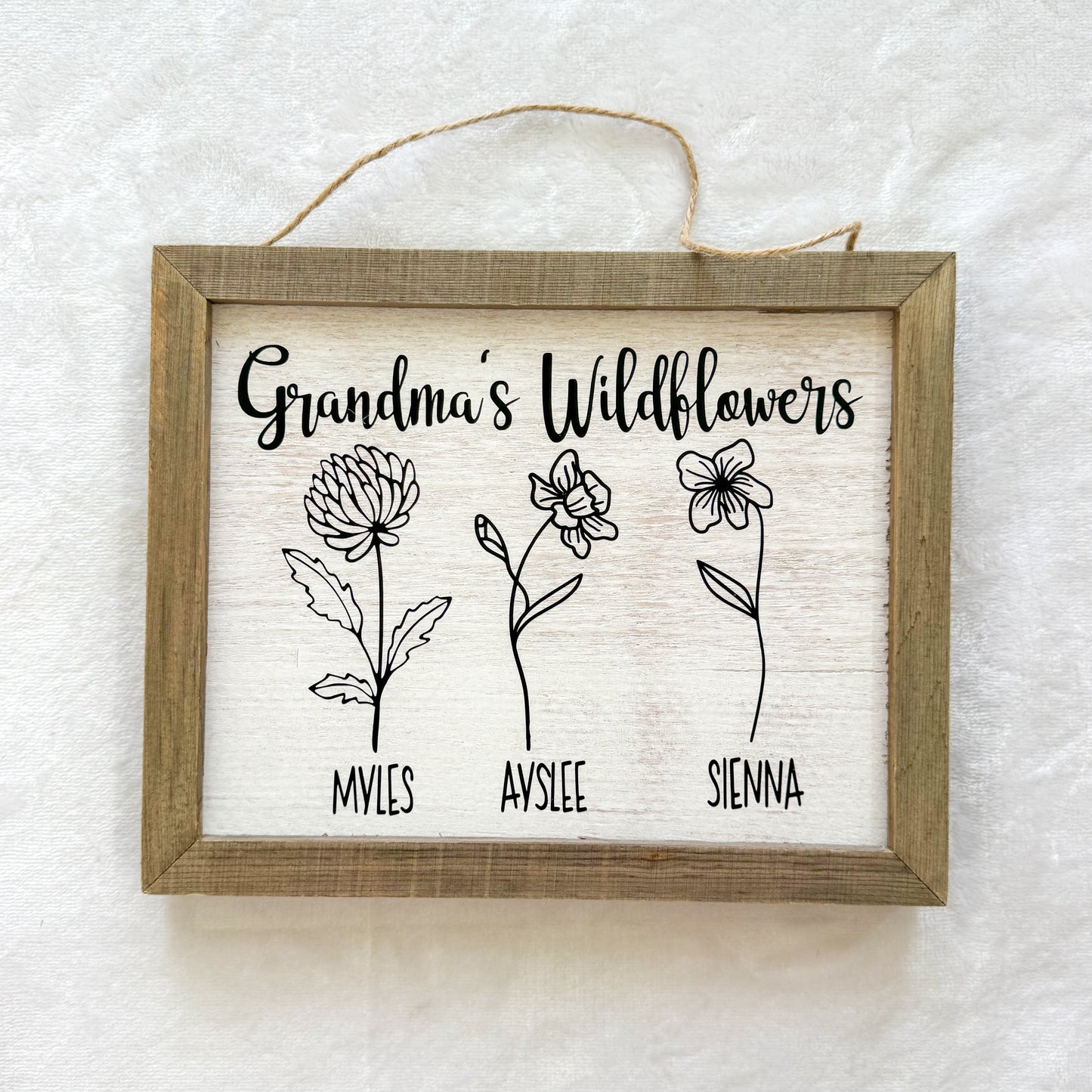 Birth Month Wildflower Personalized Wood Sign