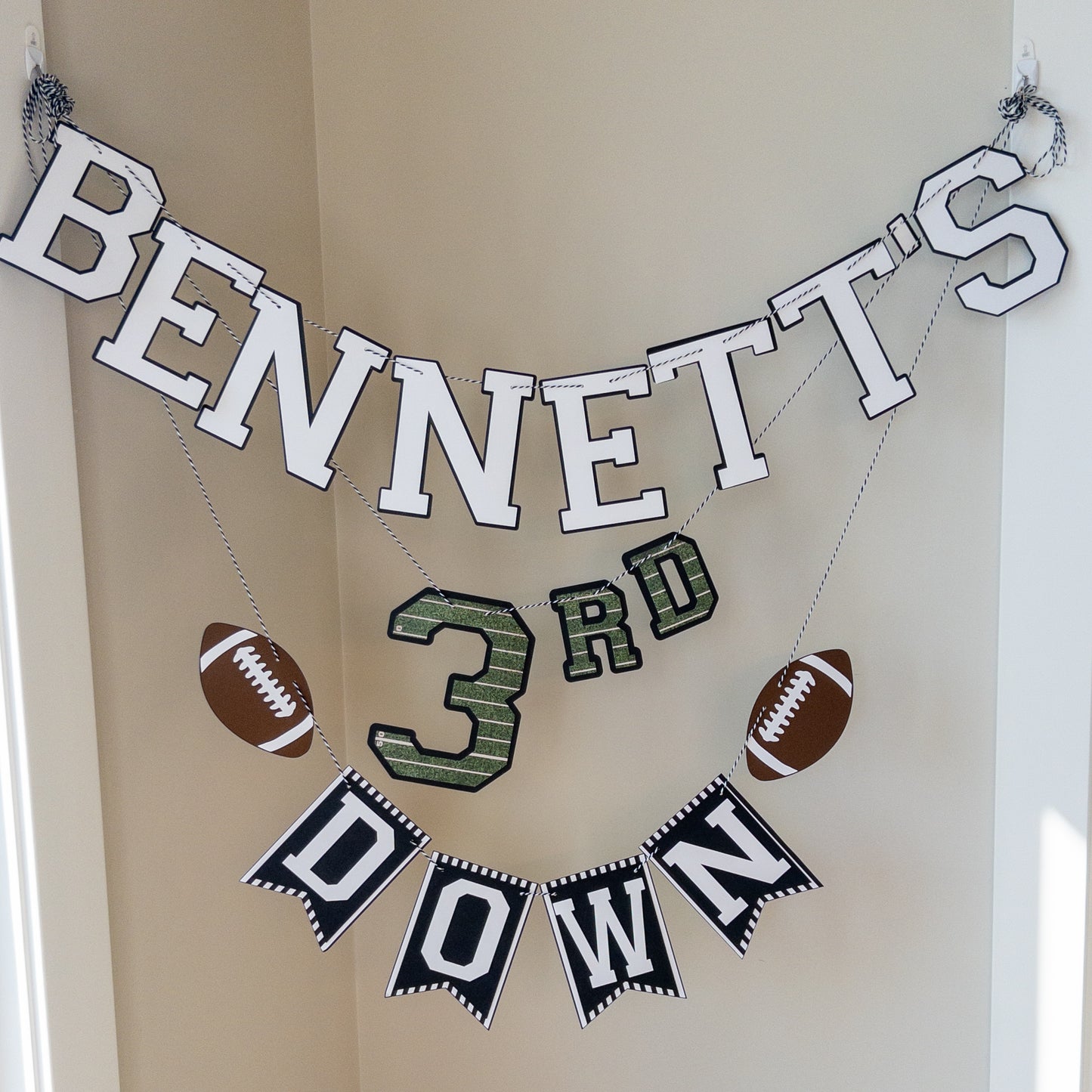 3rd Down Football Custom Happy Birthday Banner
