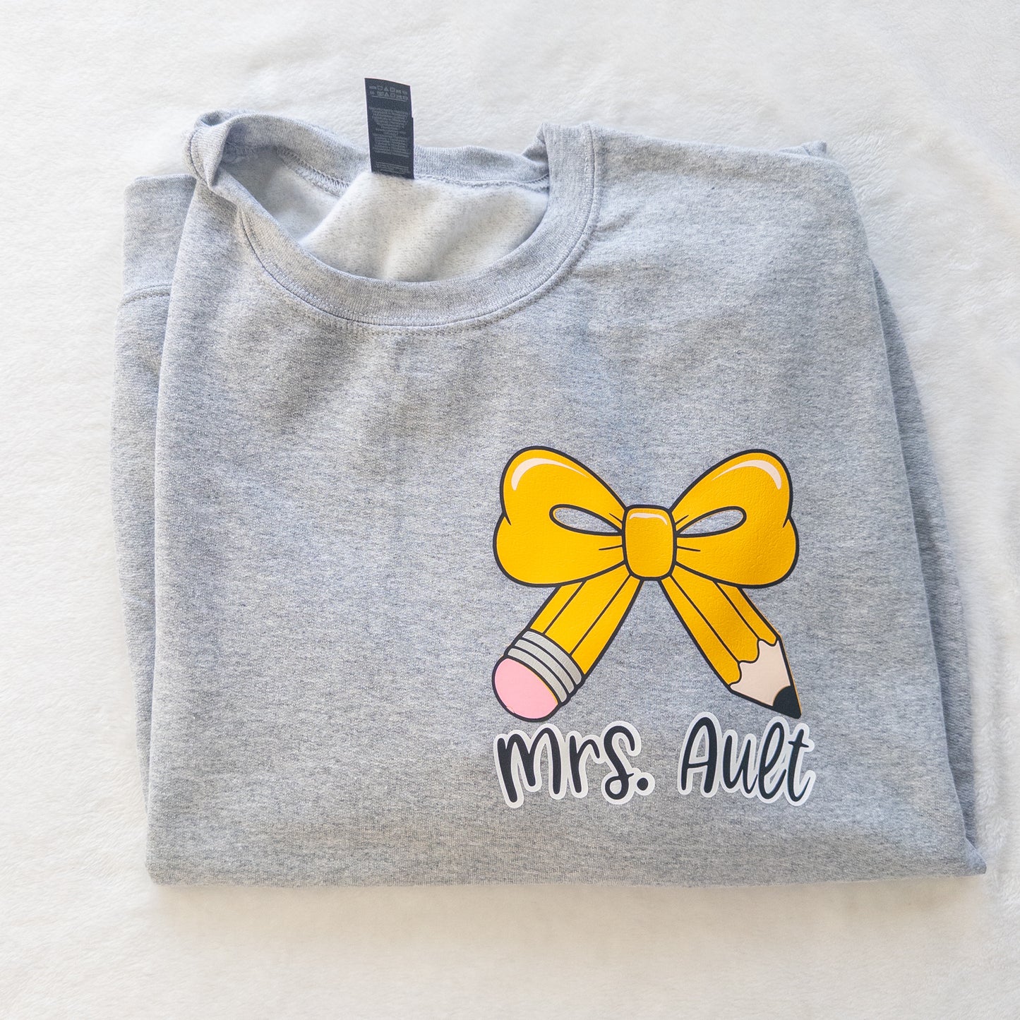 Custom Teacher Sweatshirt – Pencil Bow Design