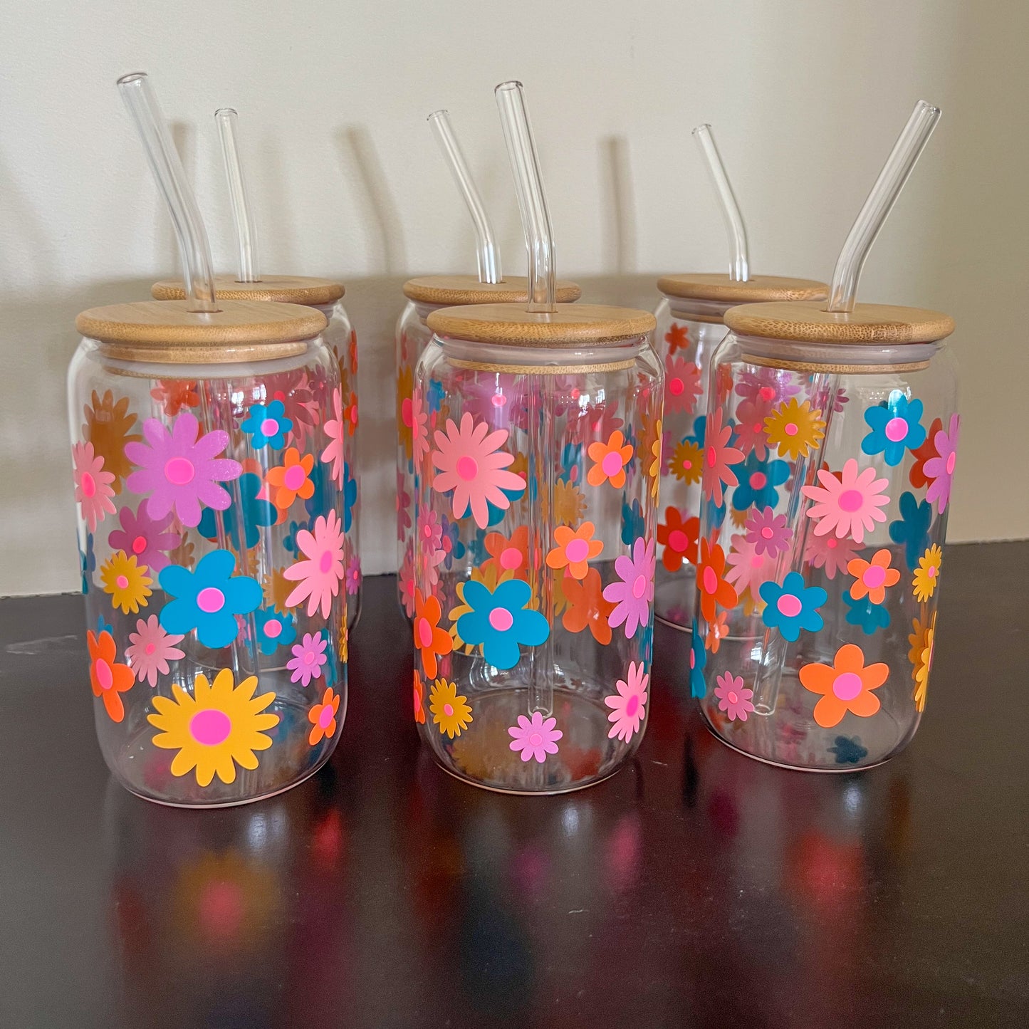Floral Glass Tumbler – 16oz
