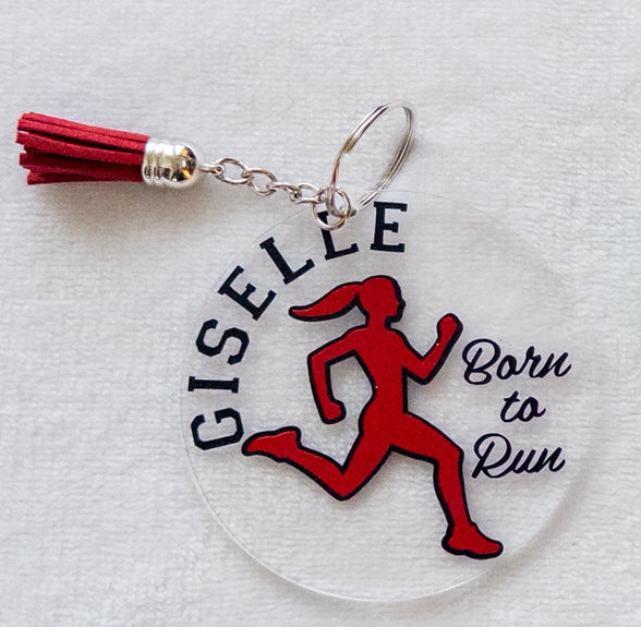 Personalized Running Name Keychain for Backpacks, Sports Bags, Luggage