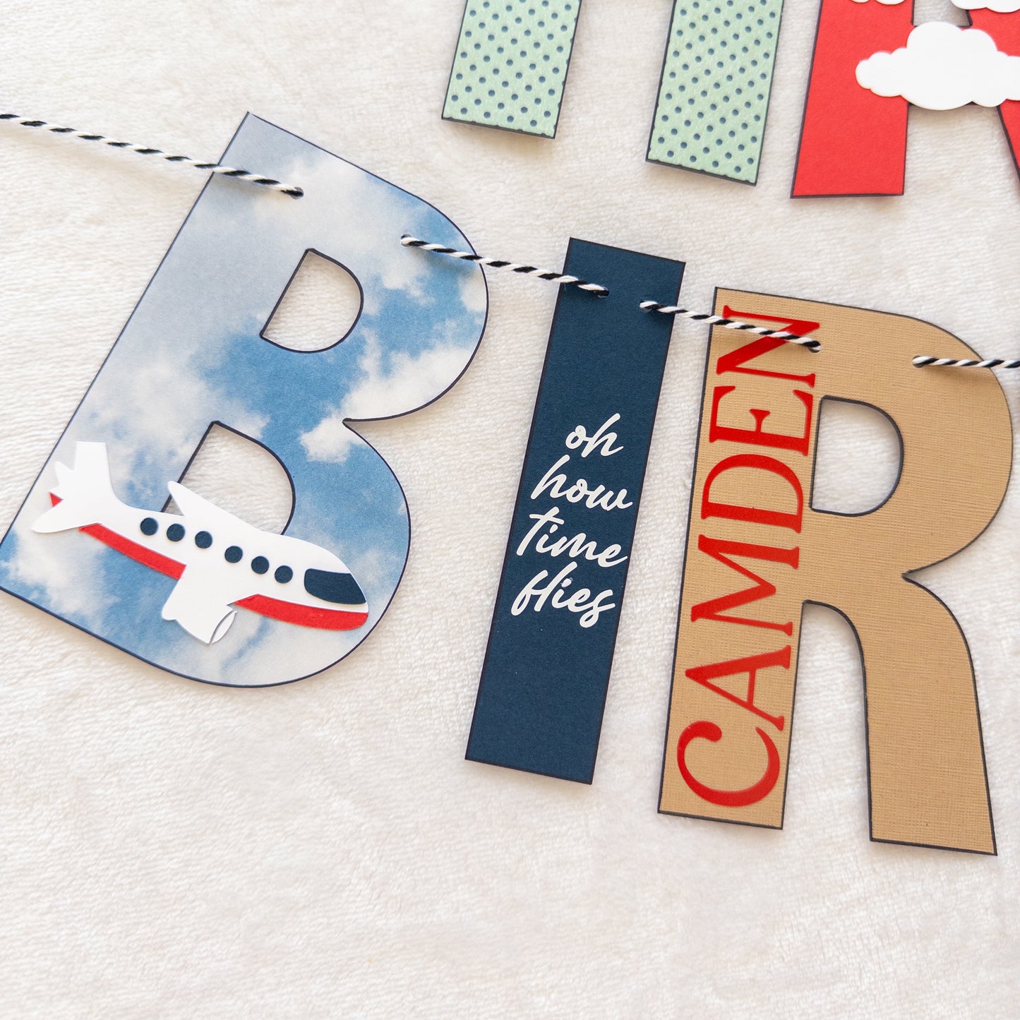 Time Flies Plane Themed Birthday Banner