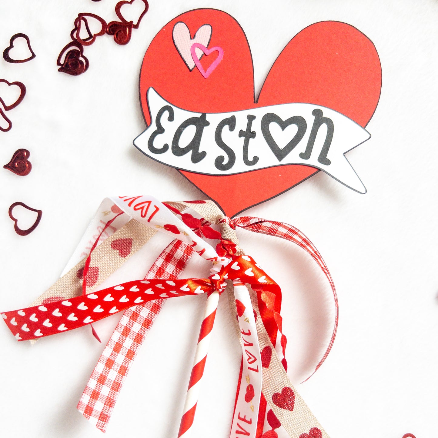 Valentines Day Custom Name Flag for Occasion Bins, Gifts, Photo Props