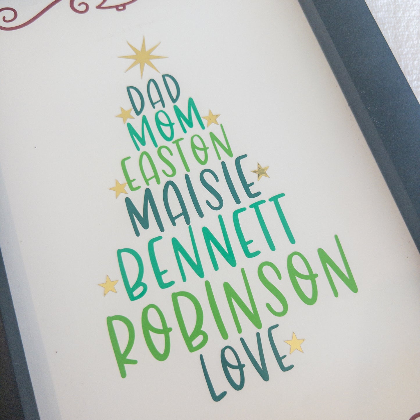 Family Names Christmas Tree Wood Sign
