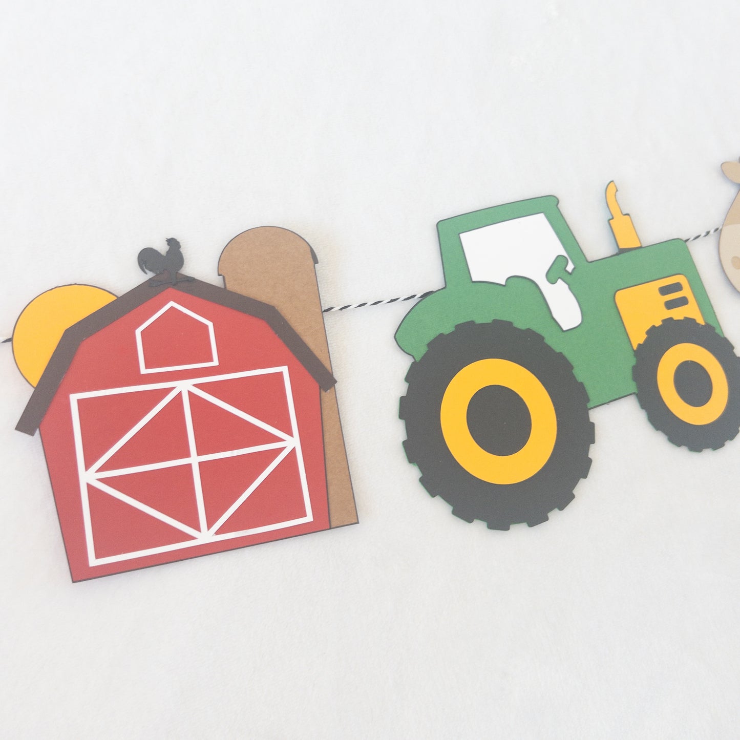 Tractor and Barn Farm Animals Themed Banner