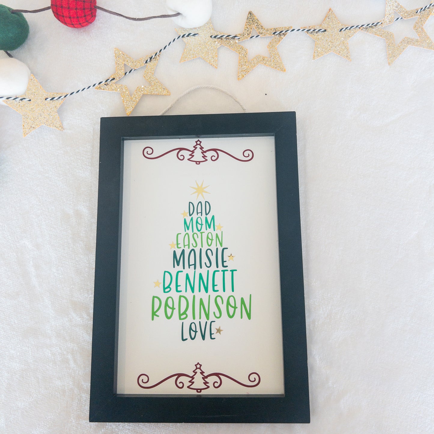 Family Names Christmas Tree Wood Sign