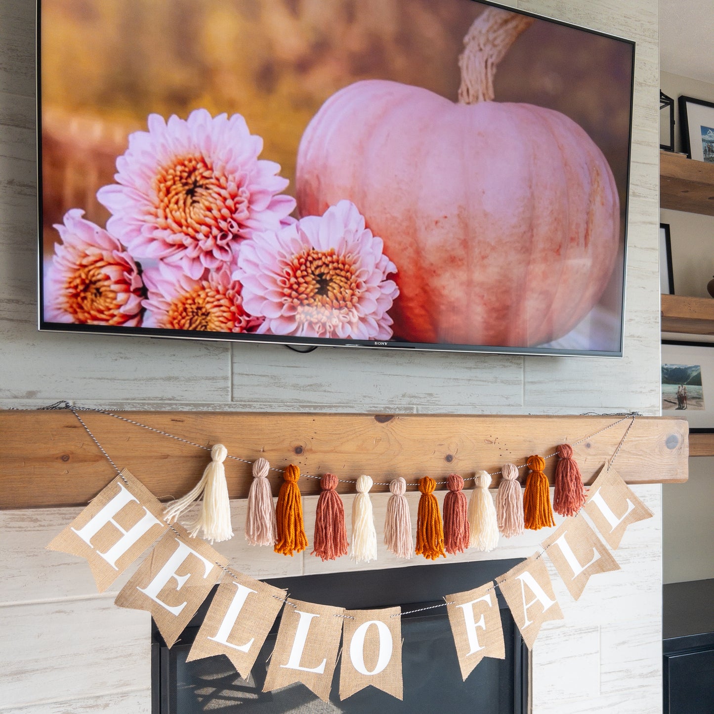 Pink Fall Yarn Tassel Garland