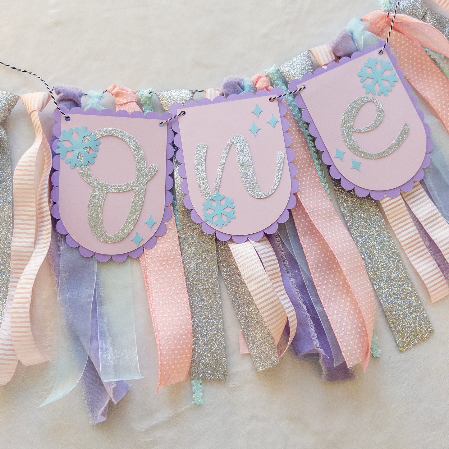 Winter Wonderland First Birthday High Chair Ribbon Banner