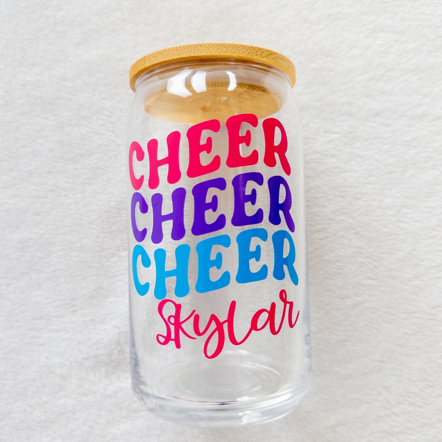 Cheer Glass Cup, Beer Can Glass with Lid & Straw, 16oz Glass Tumbler, Custom Tumbler