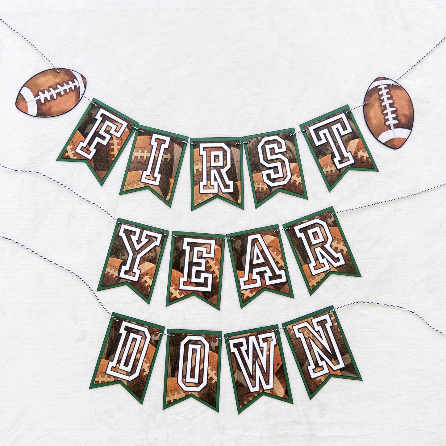 Football First Year Down Custom Birthday Banner