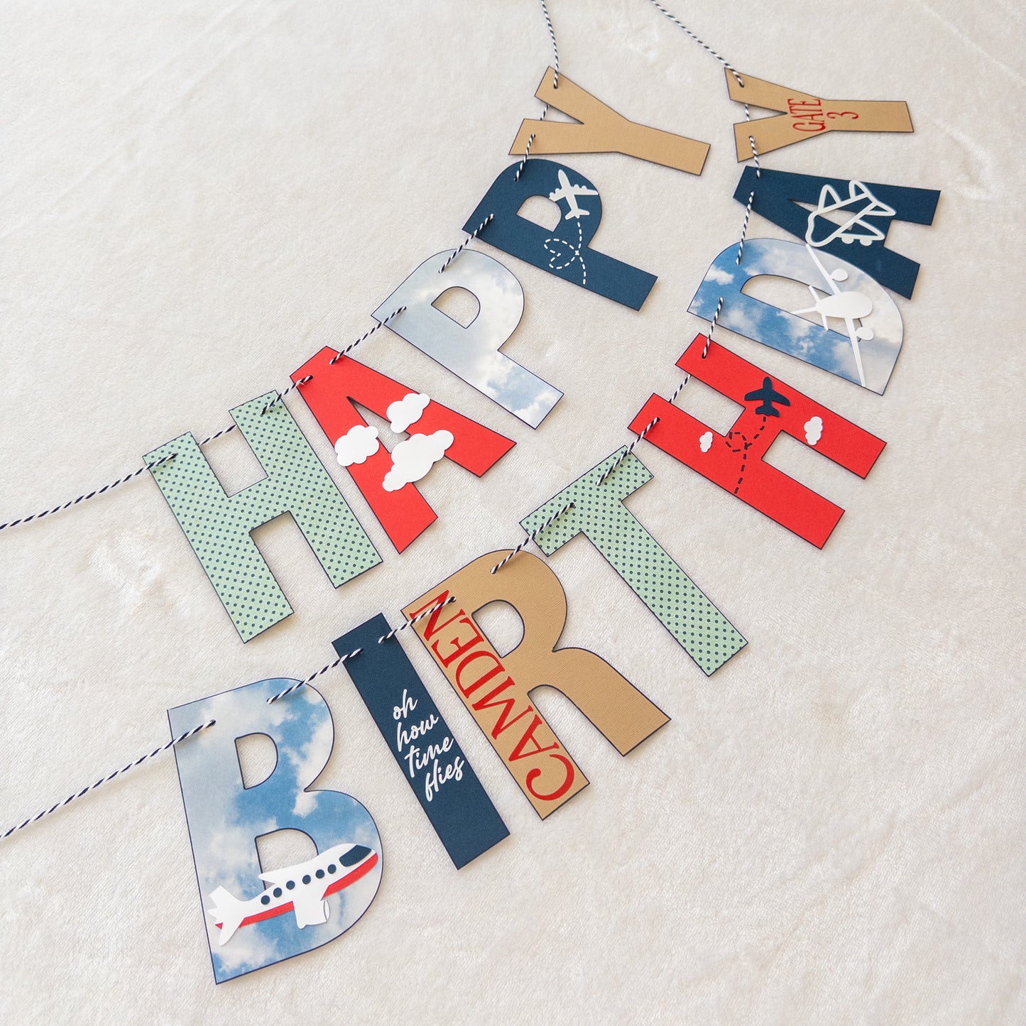 Time Flies Plane Themed Birthday Banner