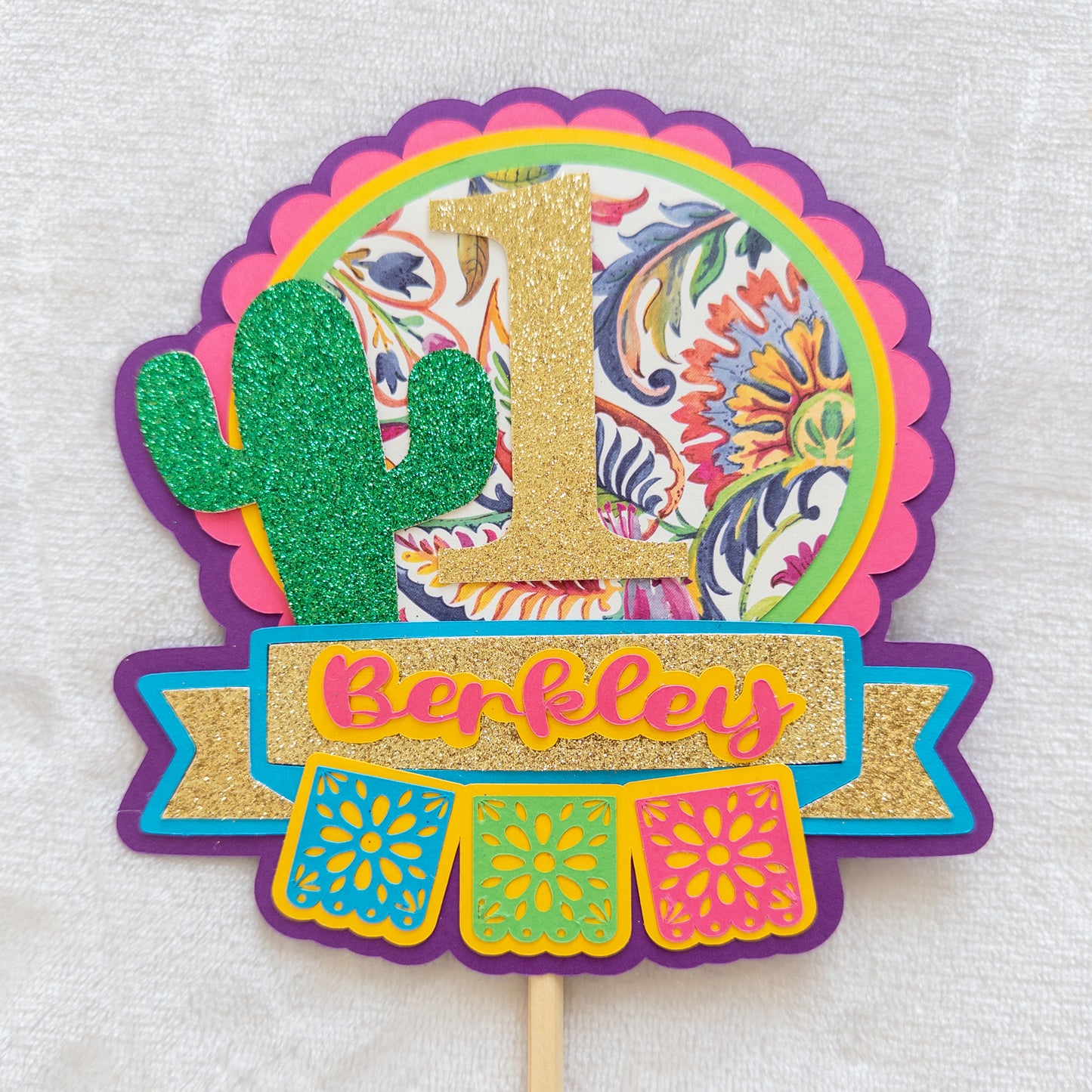 Fiesta Birthday Cake Topper – Personalized & Festive!