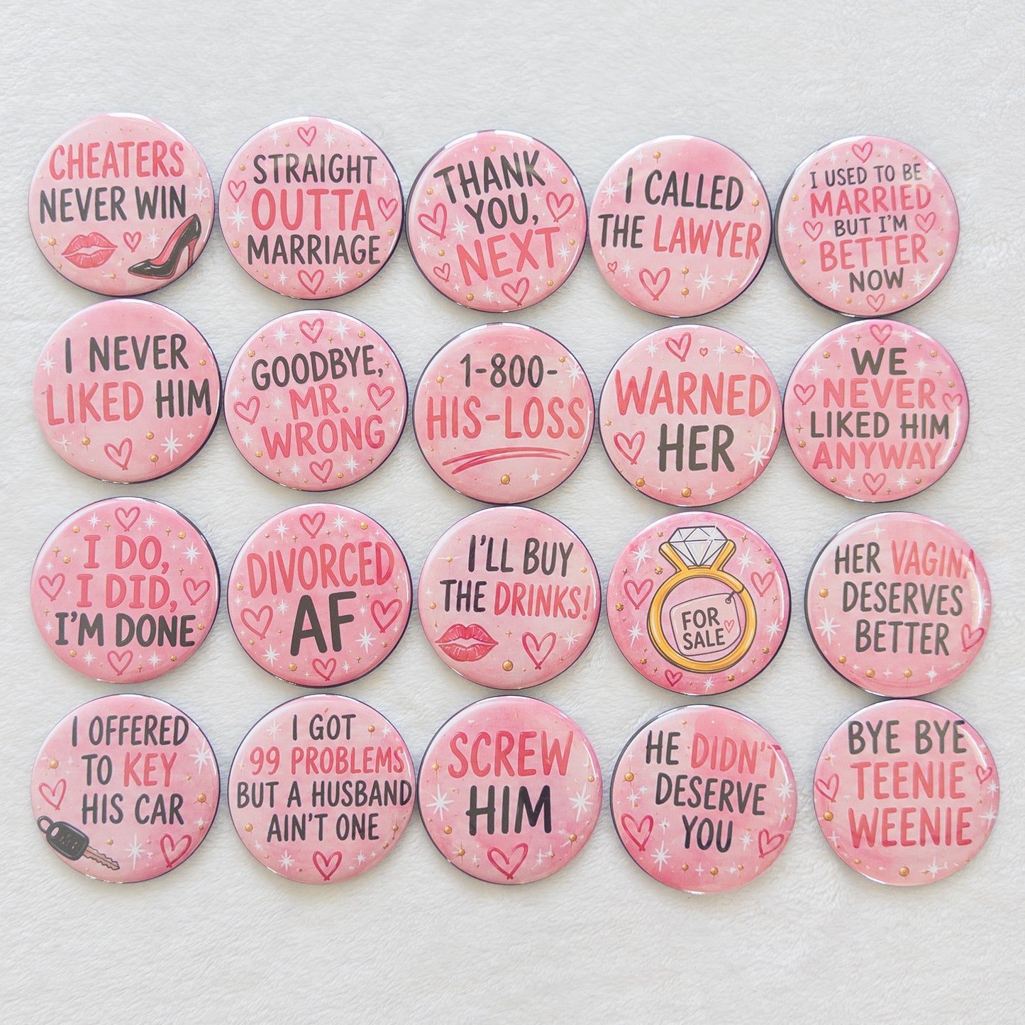 Custom Divorce Party Pins
