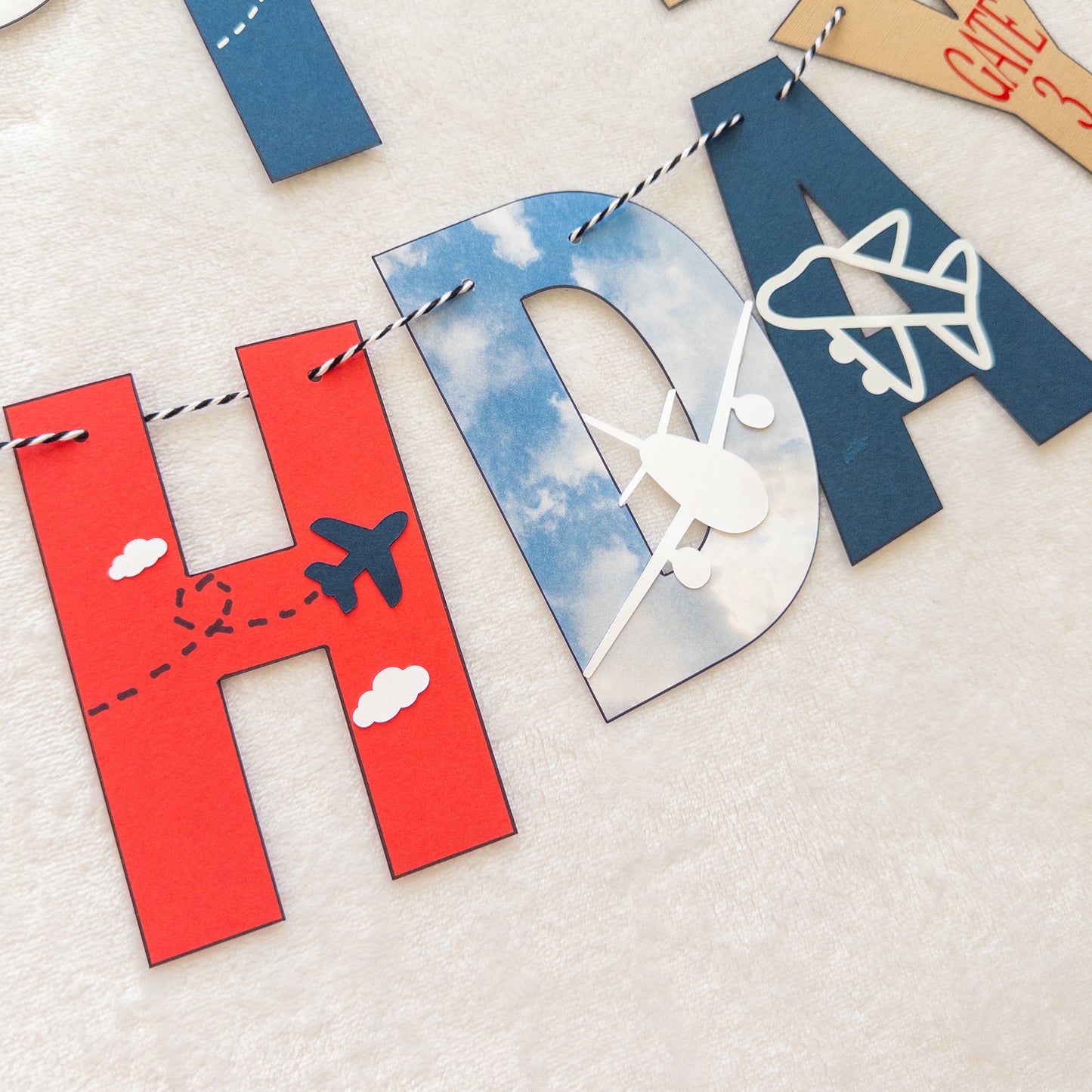 Time Flies Plane Themed Birthday Banner