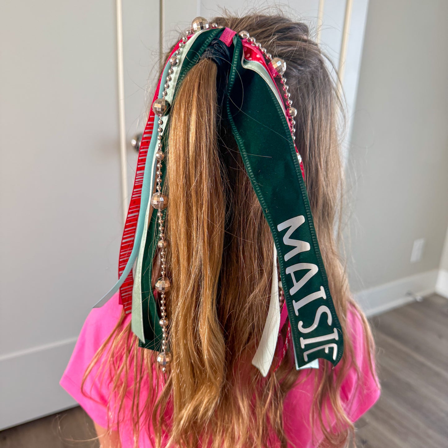 Personalized Christmas Ponytail Ribbon Streamer