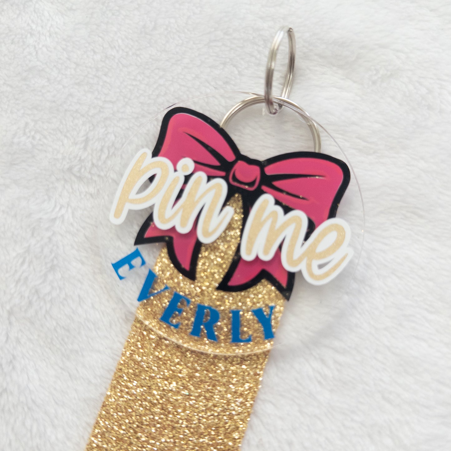 Personalized Cheer Competition Keychain – ‘Pin Me’ with Custom Name