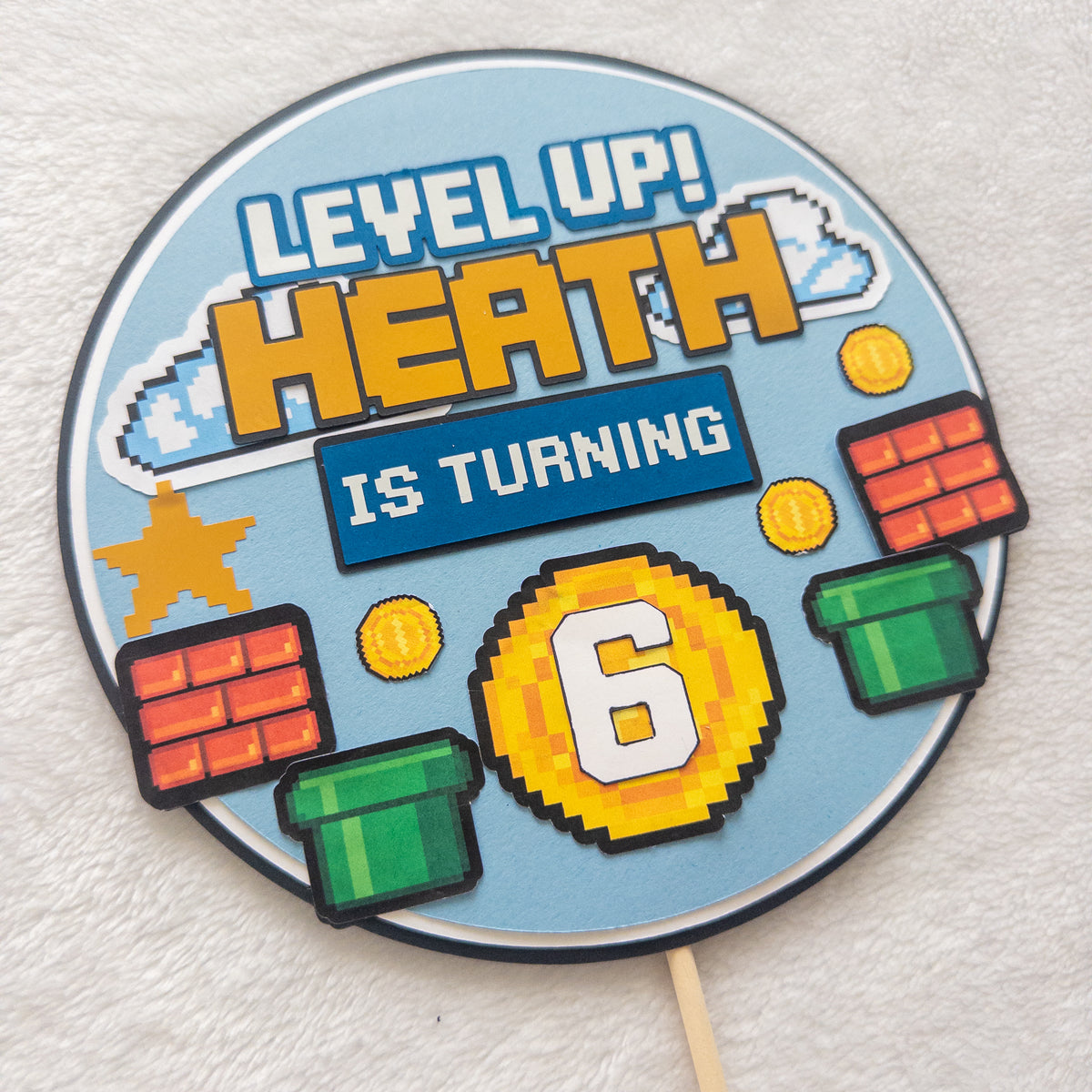 Level Up! Personalized Video Game Cake Topper