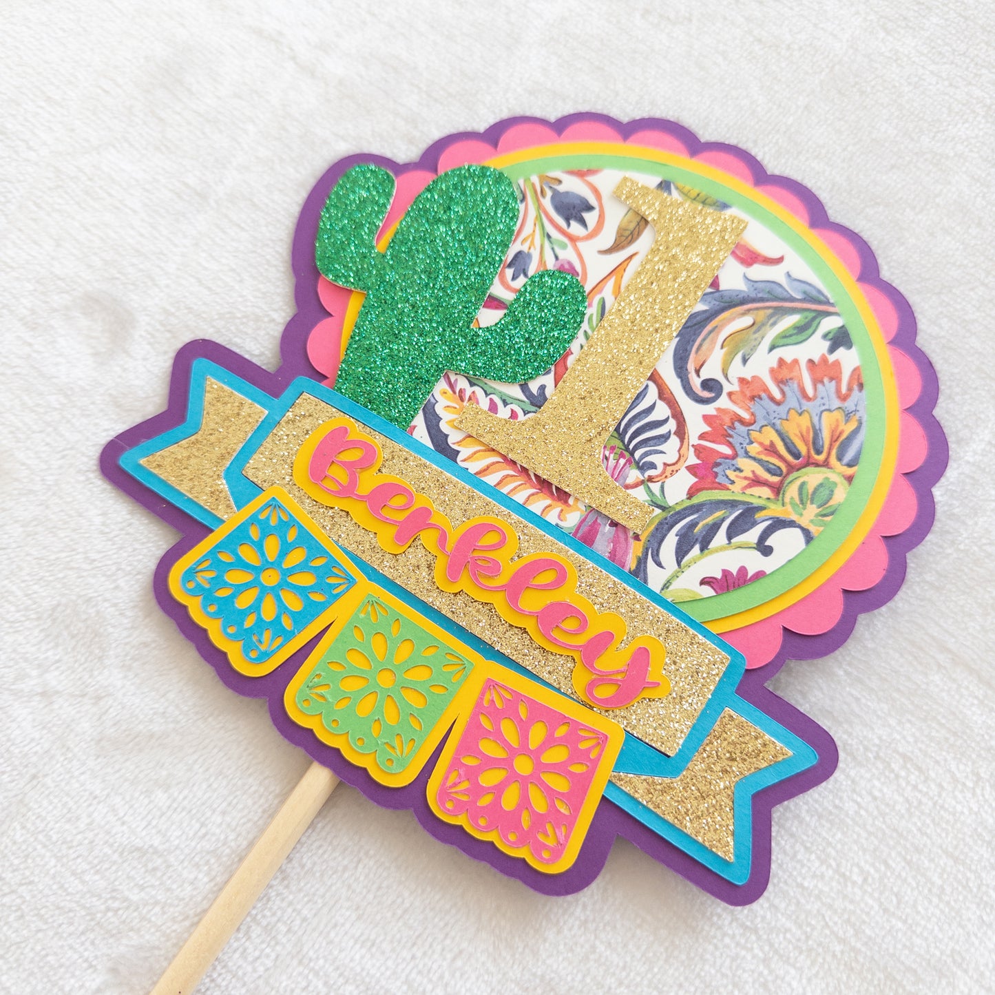 Fiesta Birthday Cake Topper – Personalized & Festive!
