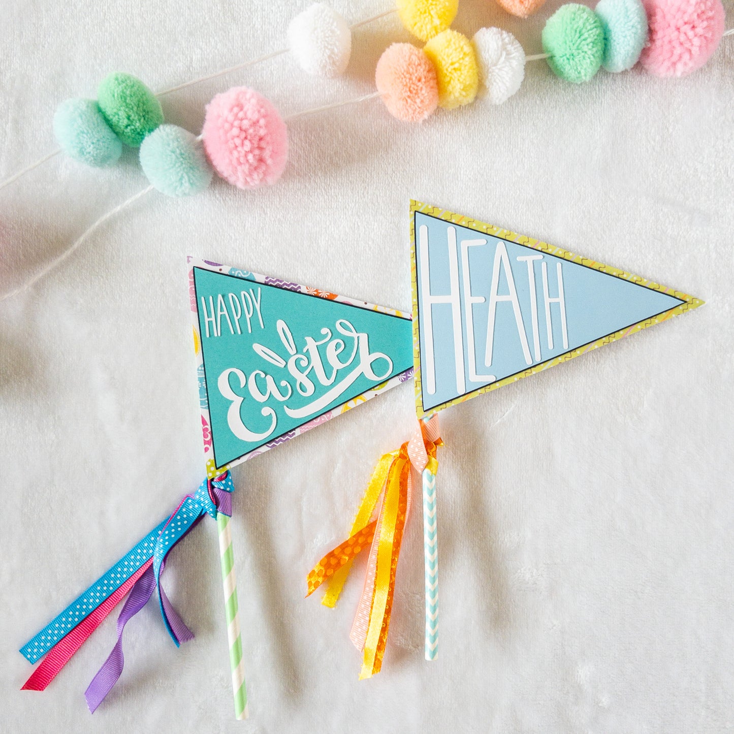 Easter Basket Name Pennant Flag