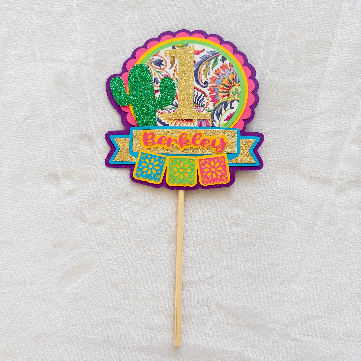 Fiesta Birthday Cake Topper – Personalized & Festive!