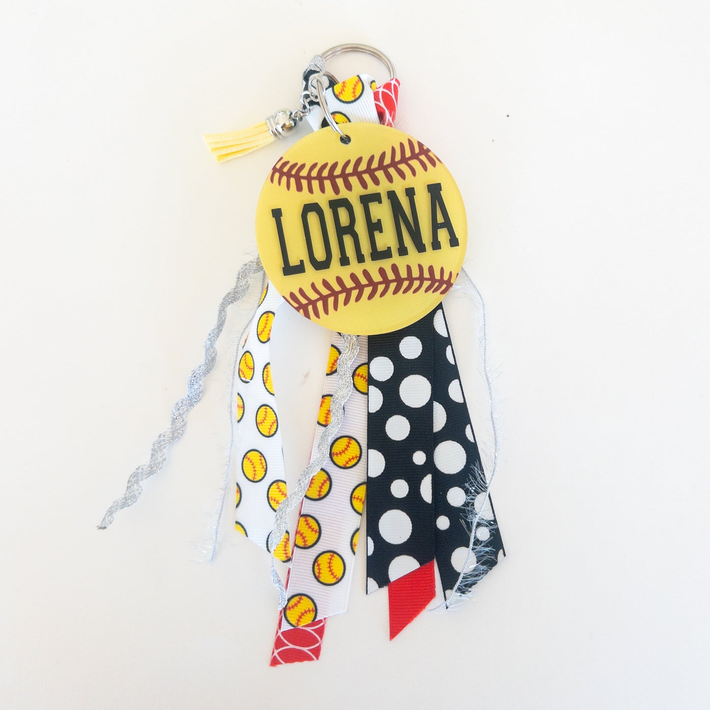 Personalized Softball Name Keychain for Backpacks, Sports Bags, Luggage