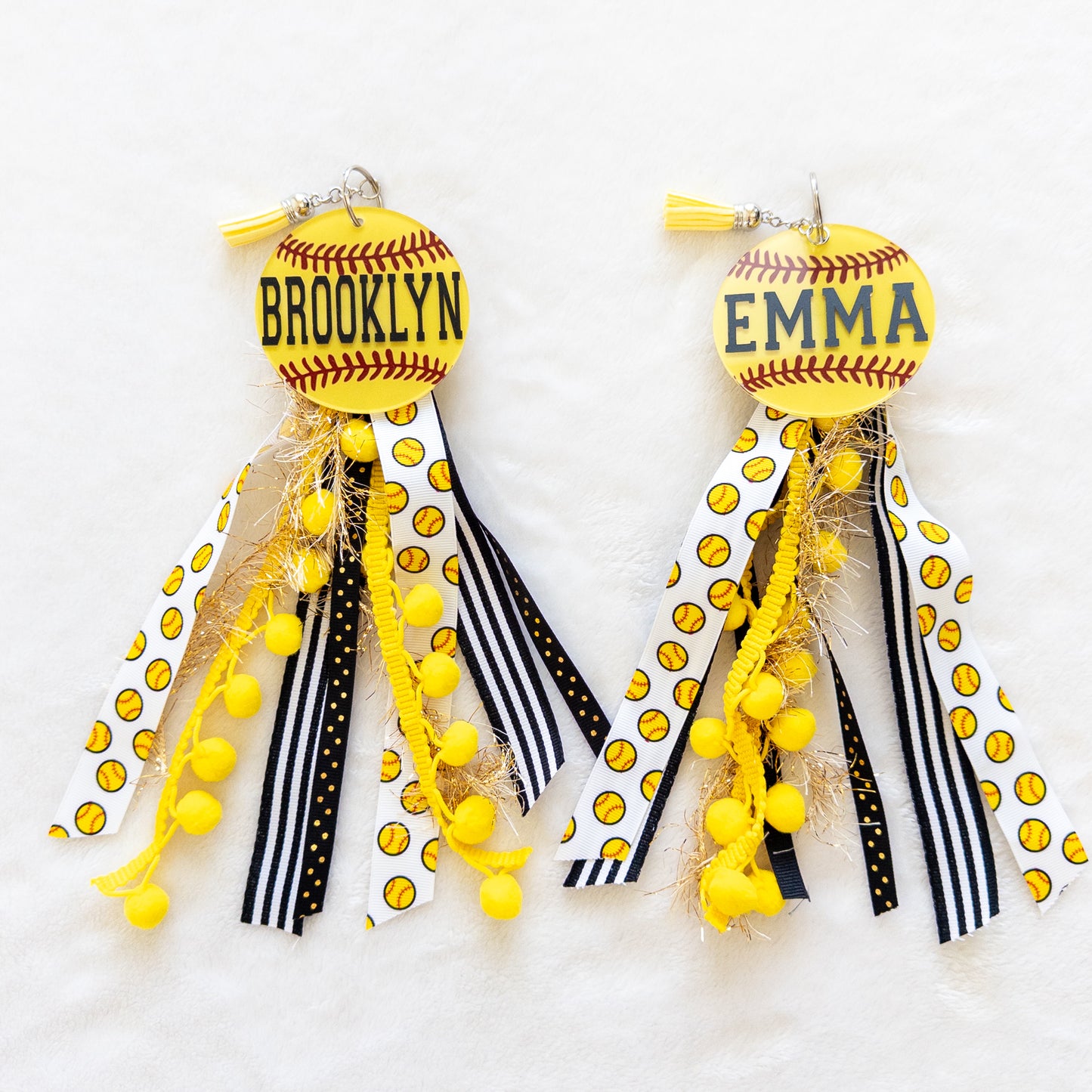 Personalized Softball Name Keychain for Backpacks, Sports Bags, Luggage