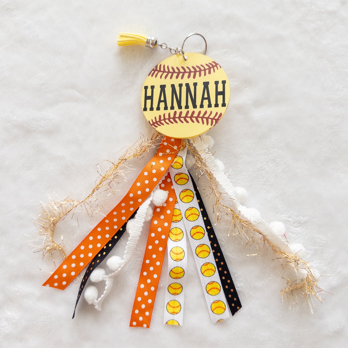 Personalized Softball Name Keychain for Backpacks, Sports Bags, Luggage