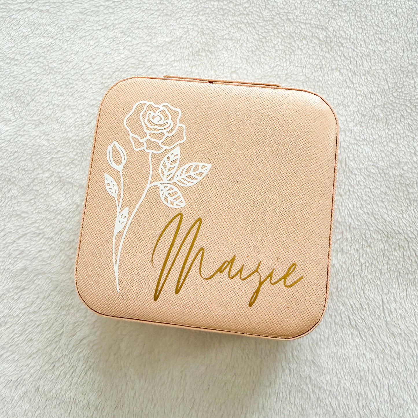 Personalized Birth Month Flower Travel Jewelry Case