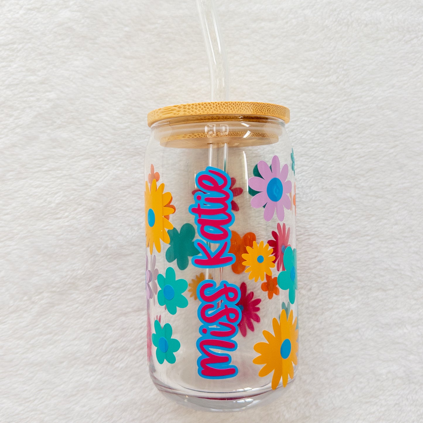 Floral Glass Tumbler – 16oz