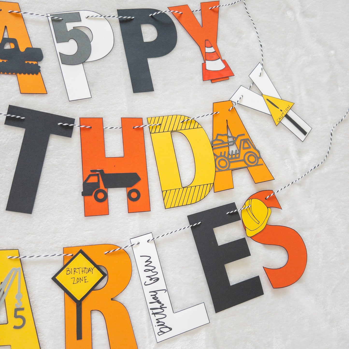 Construction Custom Happy Birthday Banner