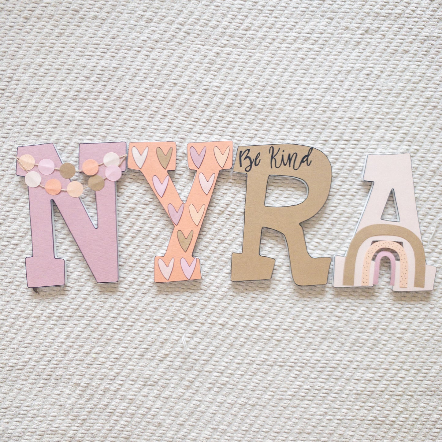 Boho Rainbow Nursery Custom Wood Letters