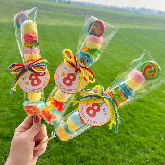 Candy Kabobs for kids birthday, baby shower, holidays, graduation