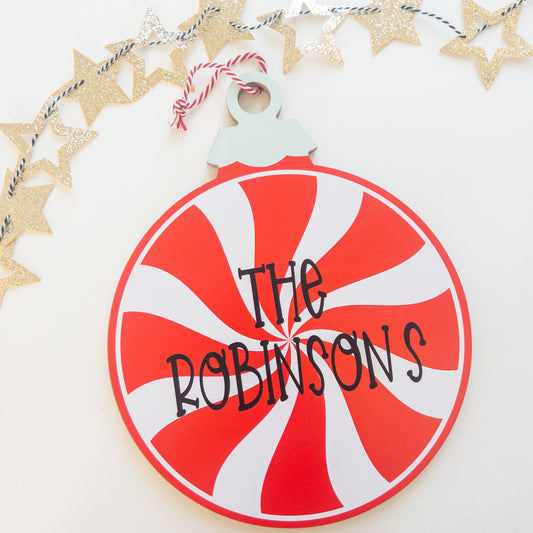 Personalized Peppermint Candy Christmas Wood Sign