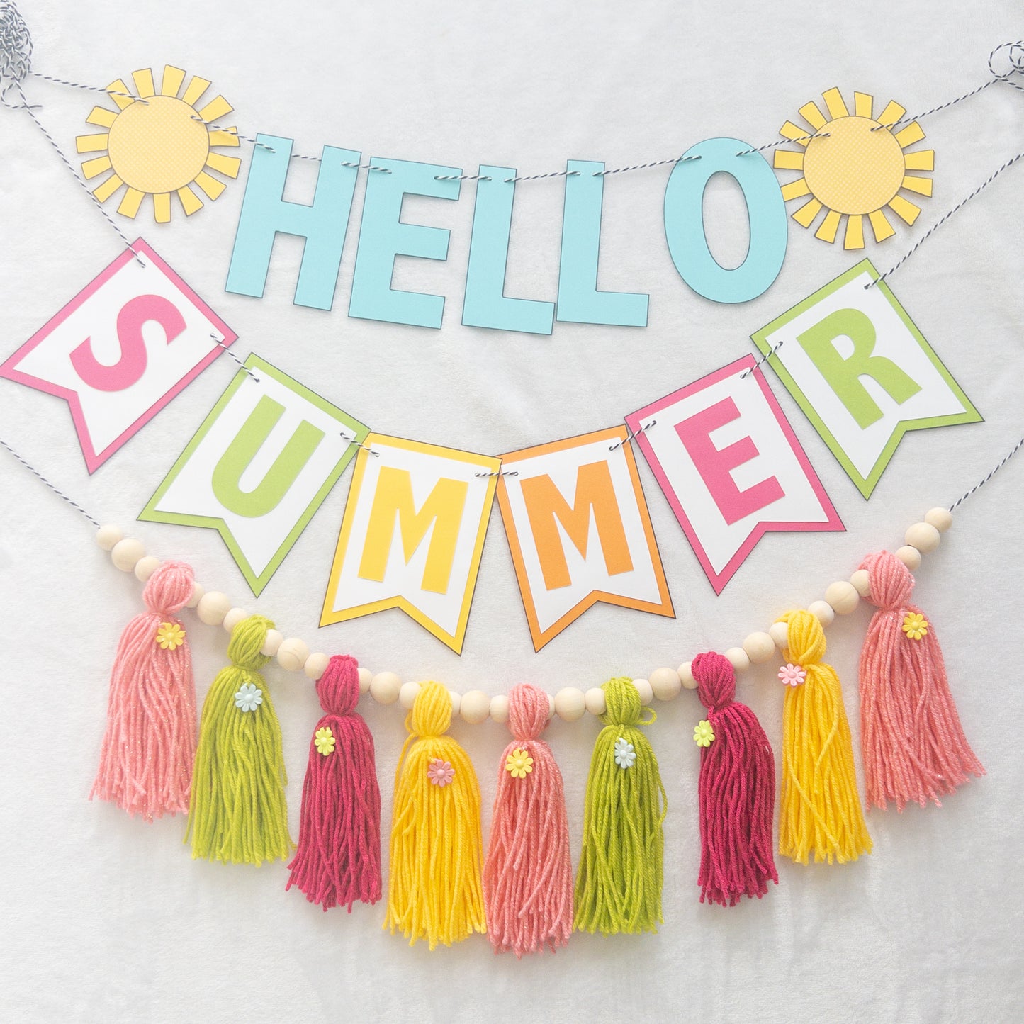 Summer Themed Yarn Tassel Garland