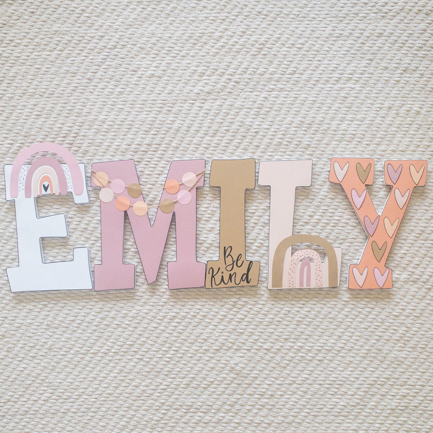 Boho Rainbow Nursery Custom Wood Letters