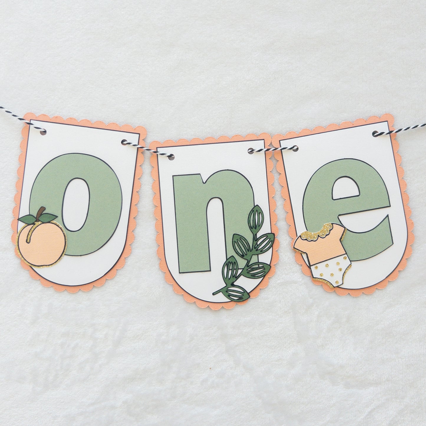 Peach Themed Highchair Birthday Banner Garland