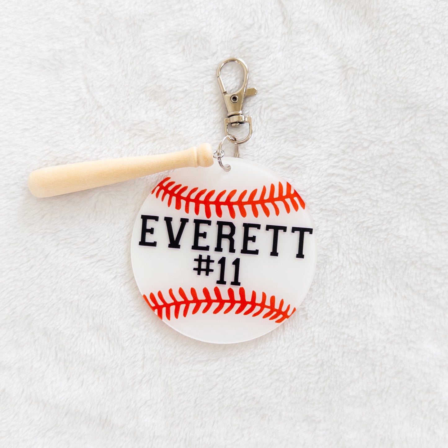 Personalized Baseball Name Keychain for Backpacks, Sports Bags, Luggage