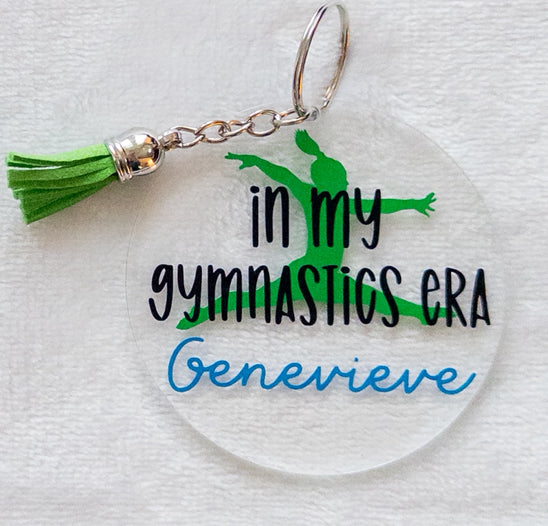 Personalized Gymastics Name Keychain for Backpacks, Sports Bags, Luggage