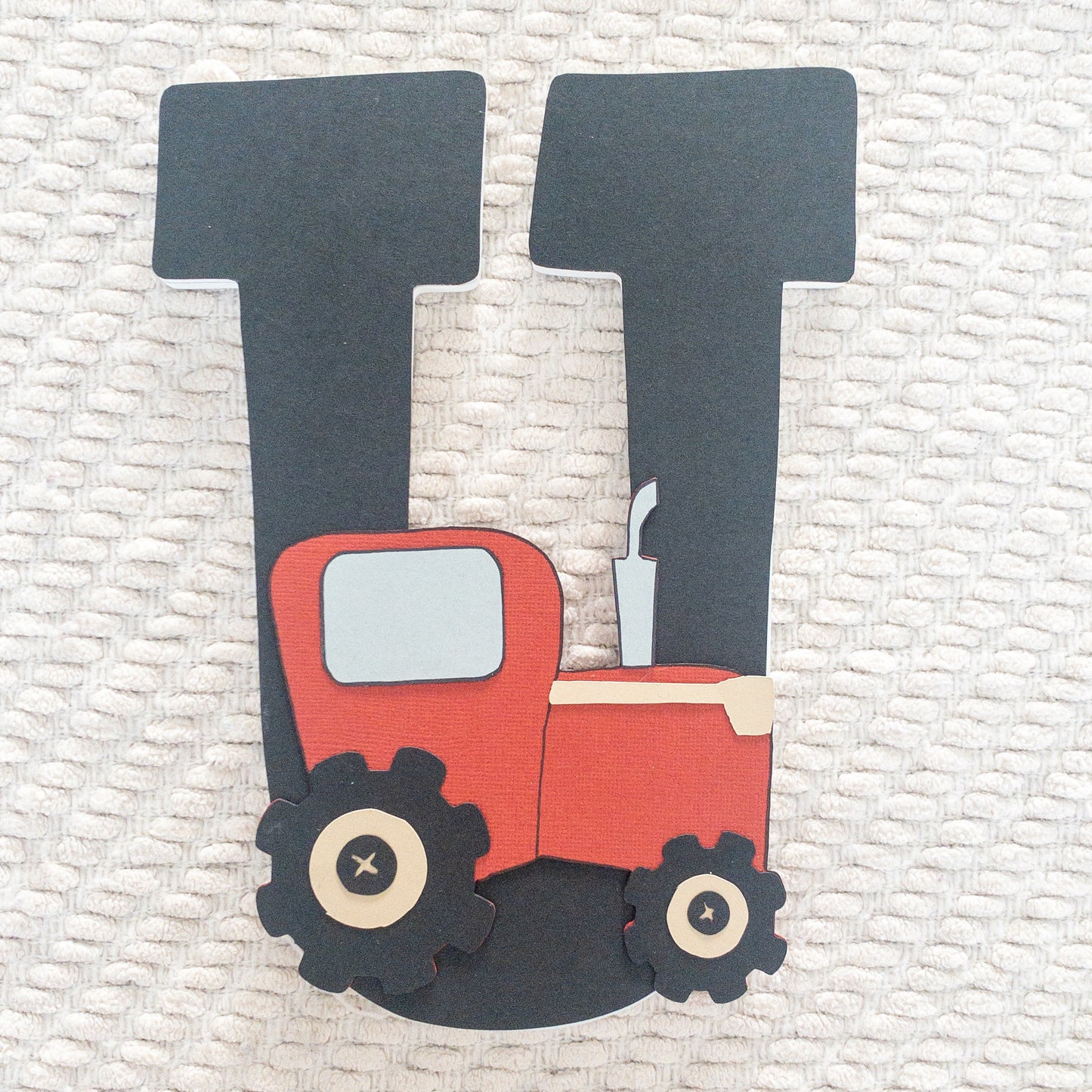 Red Tractor Cow Print Farmer Custom Wood Letters