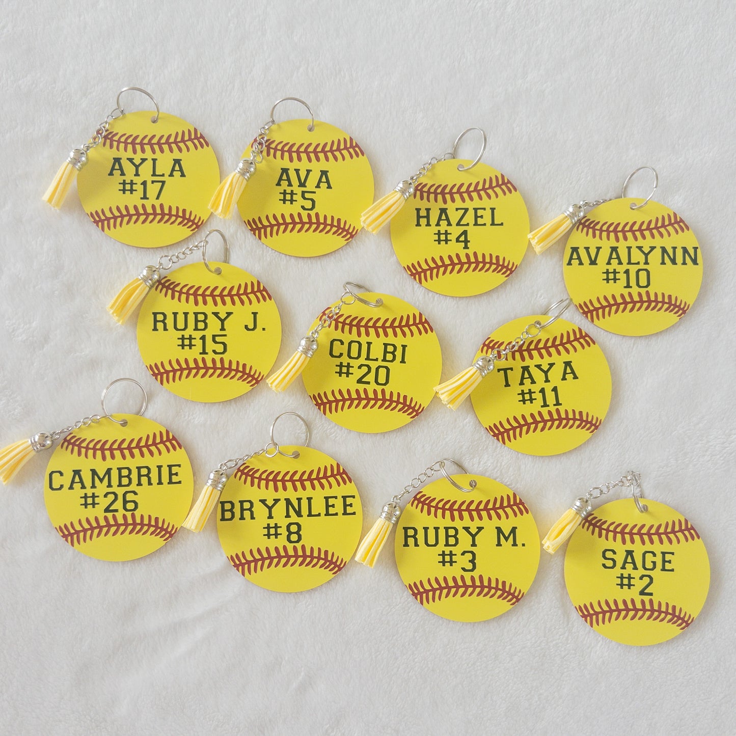 Personalized Softball Name Keychain for Backpacks, Sports Bags, Luggage