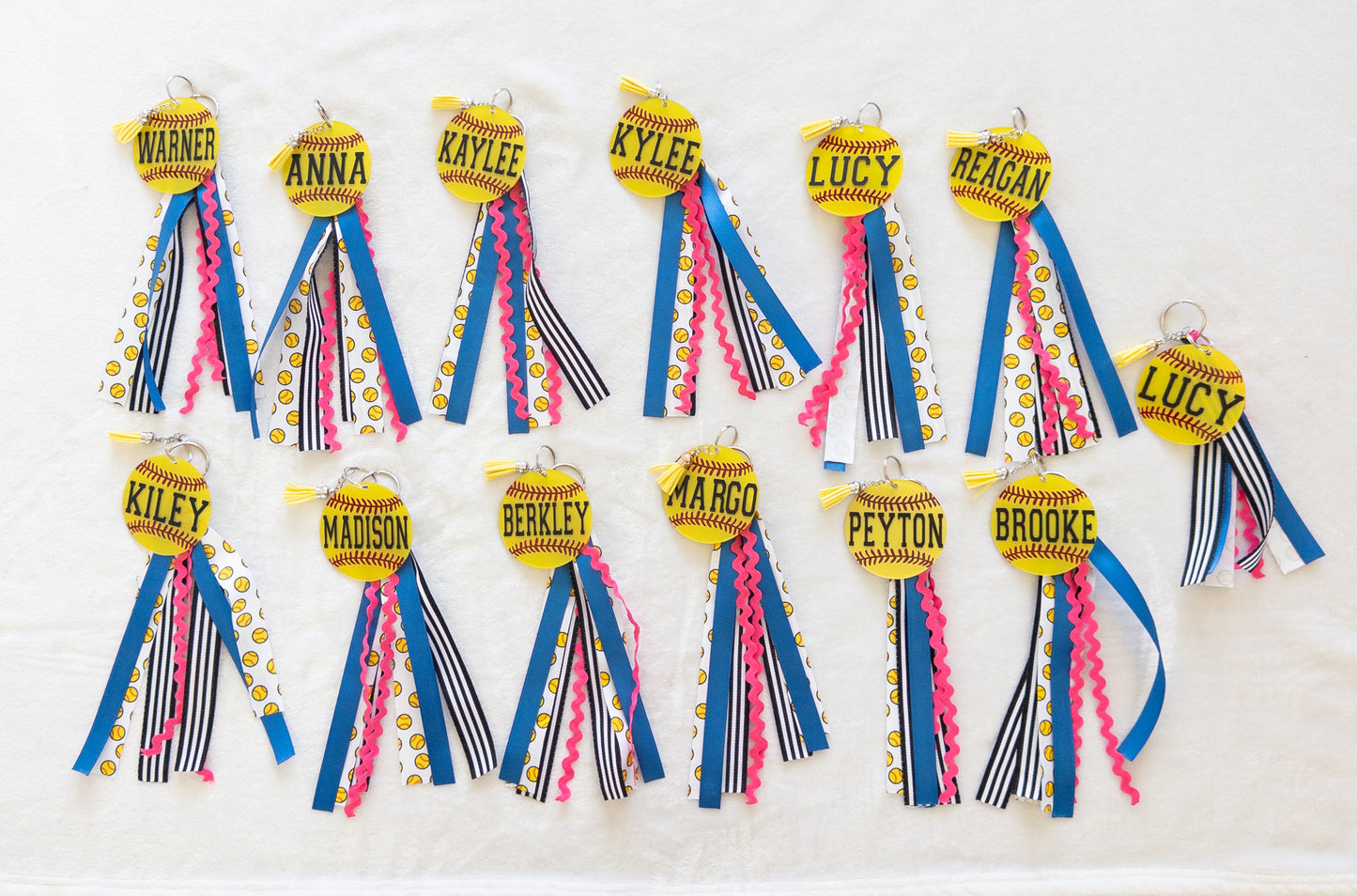 Personalized Softball Name Keychain for Backpacks, Sports Bags, Luggage