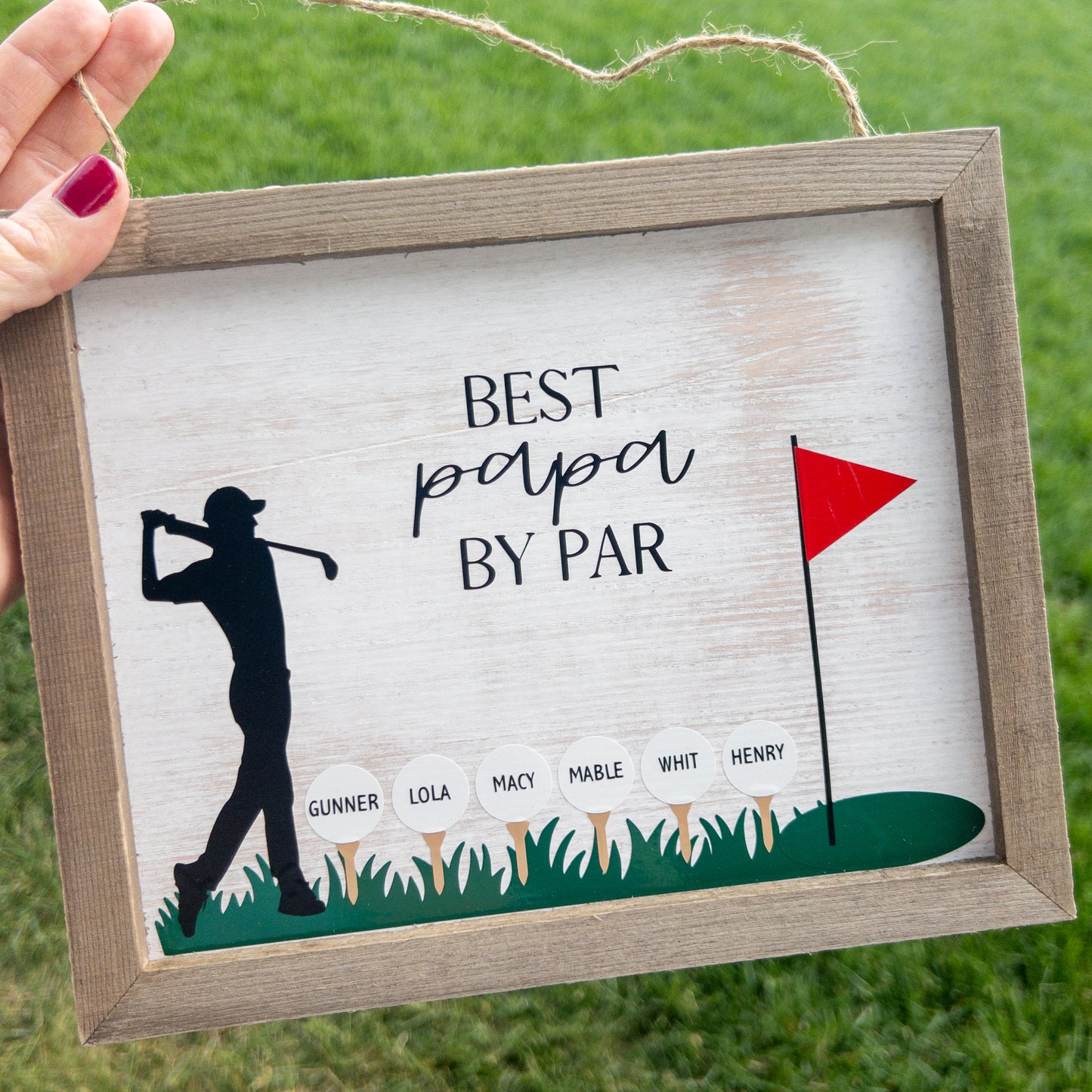 Personalized Best Grandpa Dad Papa by Par Golf Wood Sign