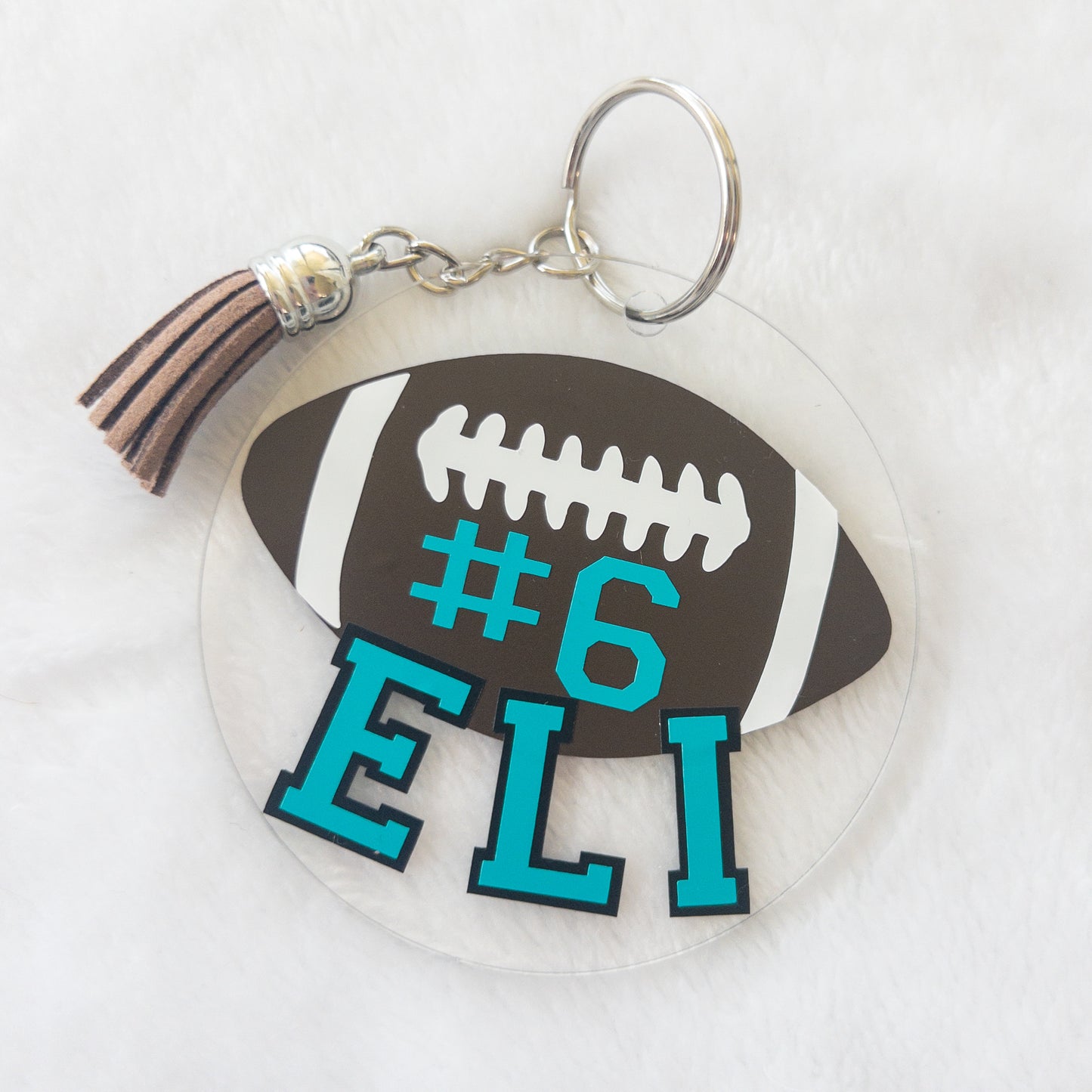 Personalized football Name Keychain for Backpacks, Sports Bags, Luggage