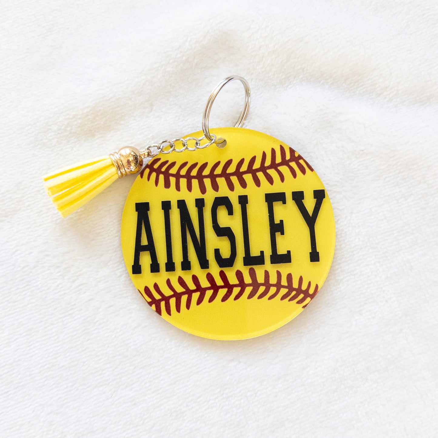 Personalized Softball Name Keychain for Backpacks, Sports Bags, Luggage