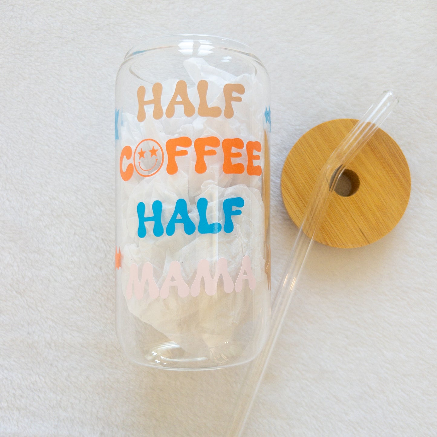 Glass Cup, Beer Can Glass with Lid & Straw, 16oz Glass Tumbler, Custom Tumbler