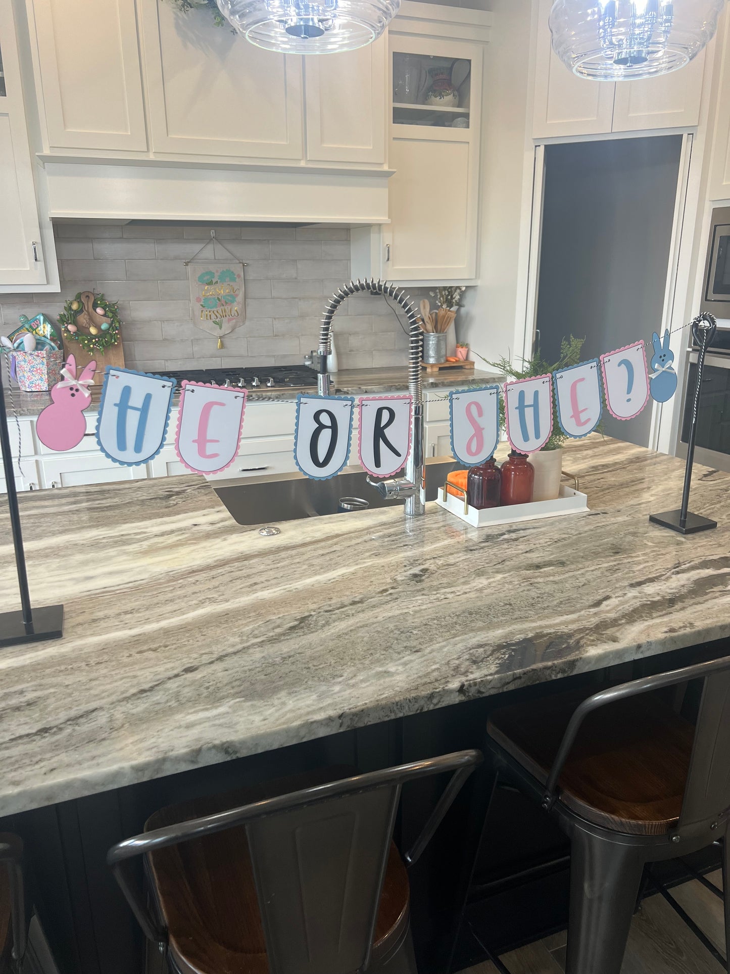 He or She Gender Reveal Banner