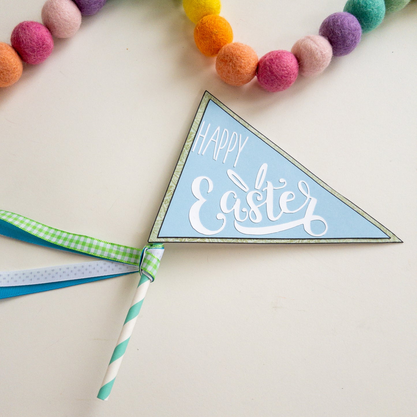 Easter Basket Name Pennant Flag