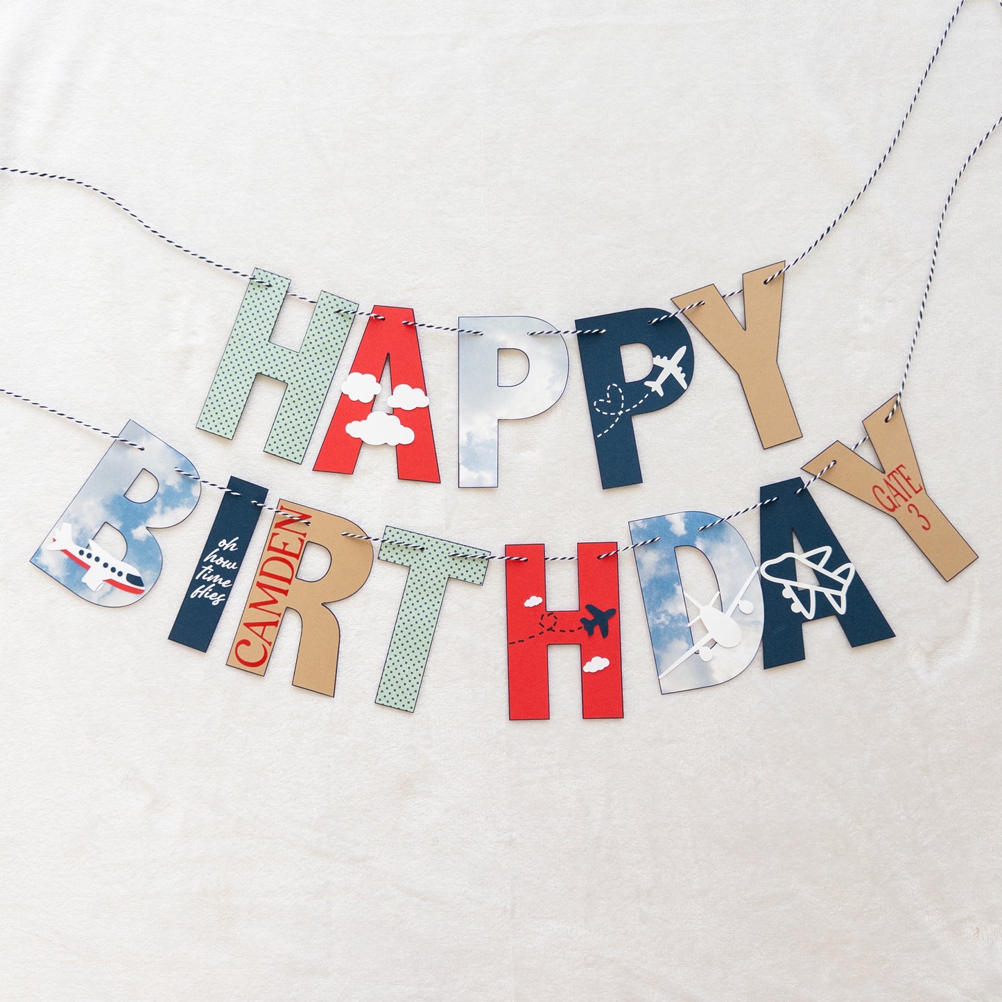 Time Flies Plane Themed Birthday Banner