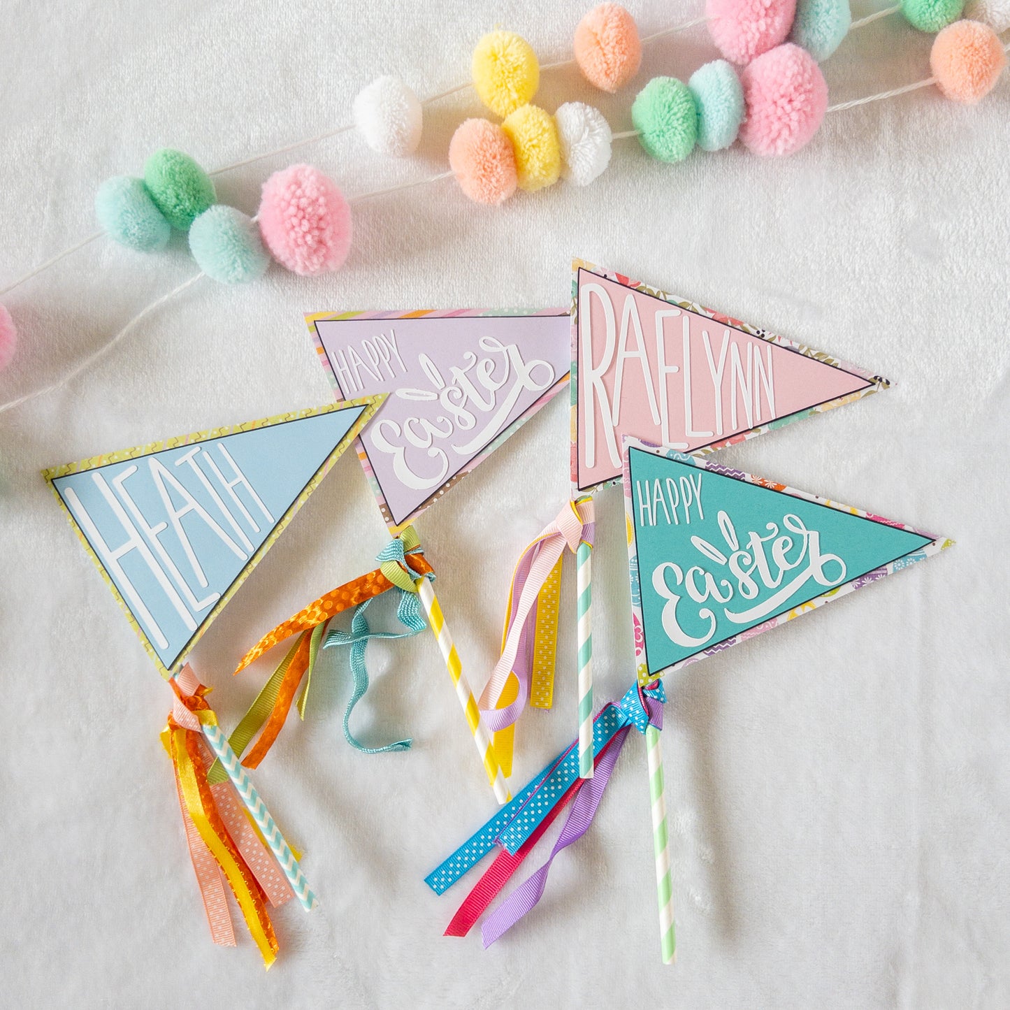 Easter Basket Name Pennant Flag