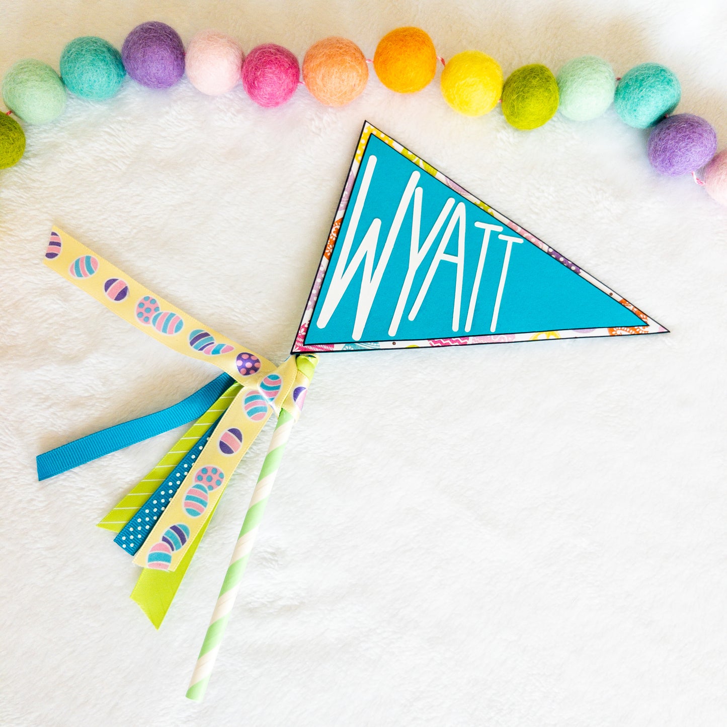 Easter Basket Name Pennant Flag